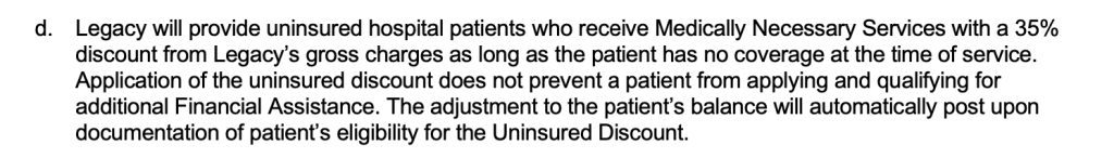Example of a hospital's uninsured patient policy